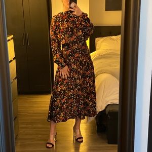 NWT! Something Navy, turtleneck long sleeve red floral maxi dress.